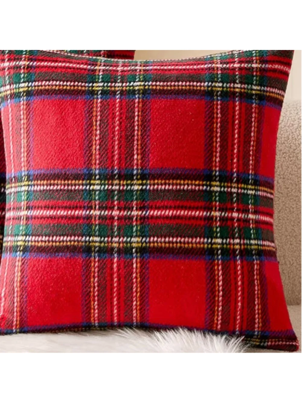 NEW Christmas Holiday Plaid Throw Pillow Cover Scottish Tartan 18”